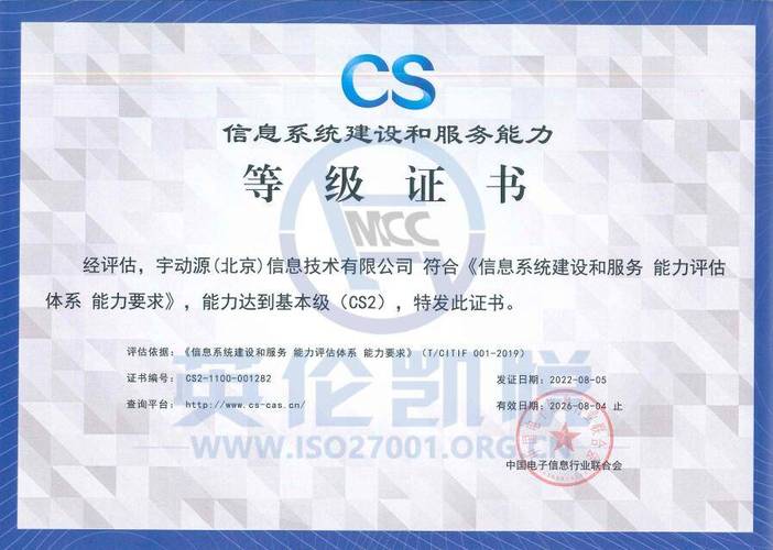 祝賀宇動(dòng)源取得信息系統(tǒng)建設(shè)和服務(wù)能力cs2級(jí)